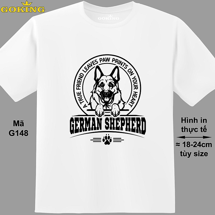 GERMAN SHEPHERD, mã G148. Áo thun nam nữ in hình chó siêu đẹp. Áo phông thoát nhiệt GOKING hàng hiệu cao cấp