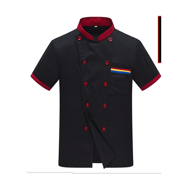Áo đầu bếp ngắn tay cổ đứng unisex