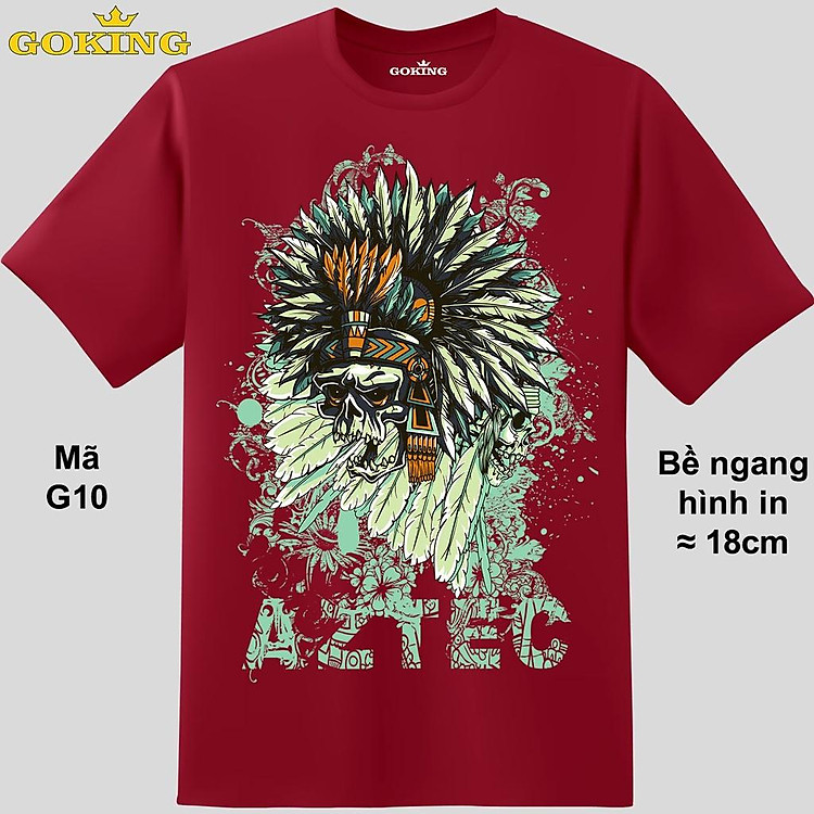 AZTEX SKULL, mã G10. Áo thun nam in hình đẹp. Áo phông nam thoát nhiệt Goking hàng hiệu cao cấp