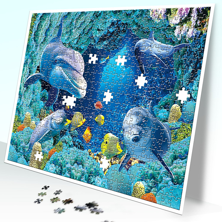 Tranh xếp hình Cá Heo 475 mảnh Chính hãng Ưu đãi - Hình ảnh 2