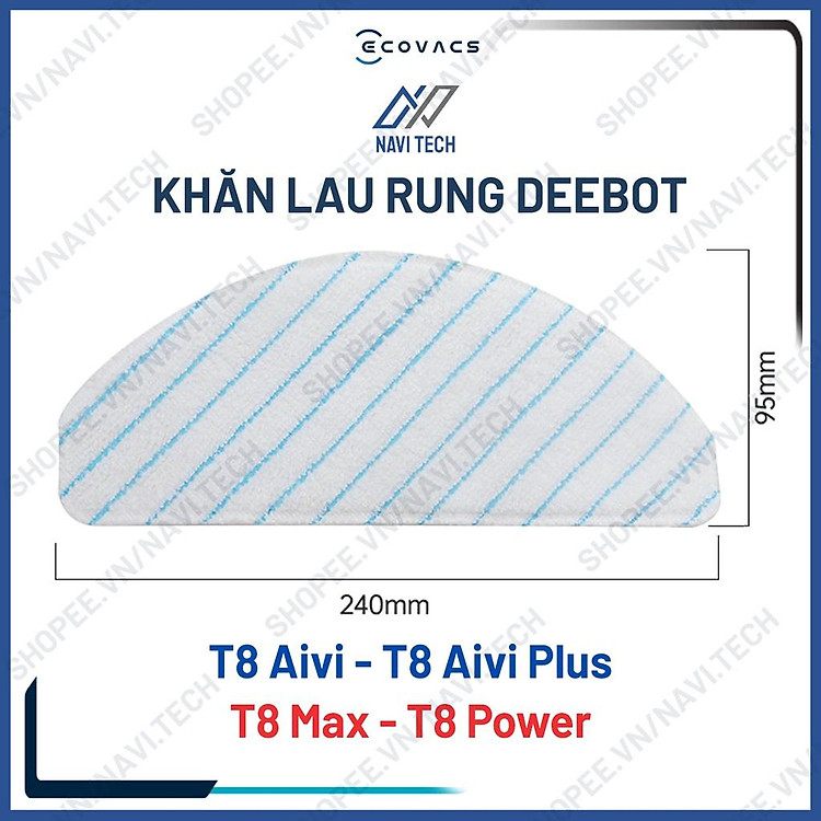Phụ kiện khăn lau rung dành cho Robot hút bụi lau nhà Deebot T8 Aivi /T8 Power/ T8 Max/ T8 Aivi plus/T9 Aivi/ T9 Max/T9