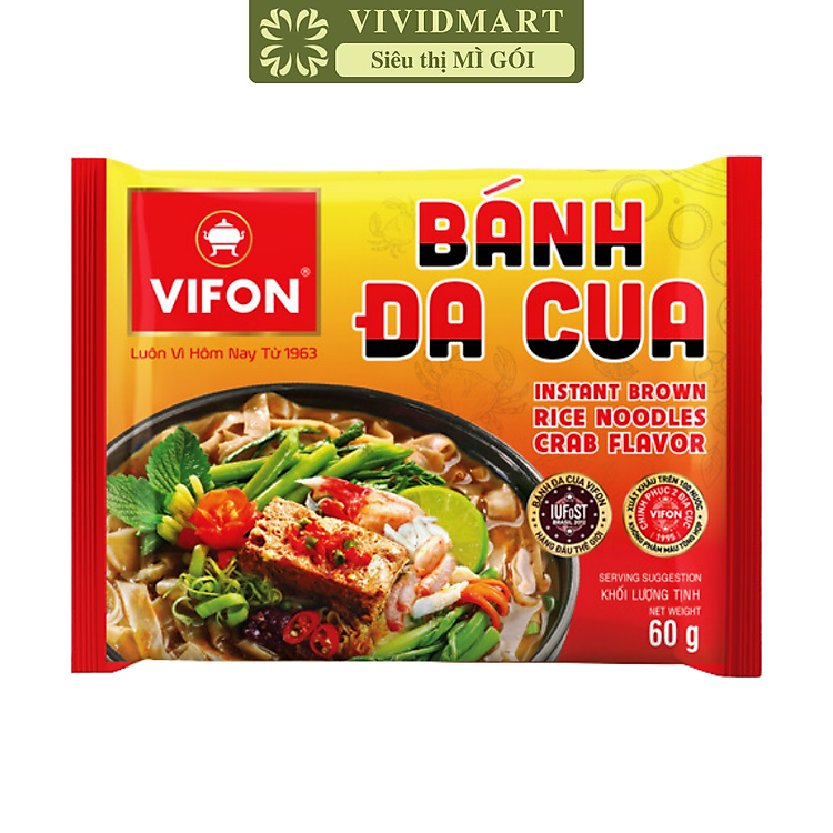 VIFON - Bánh đa Vifon hương vị cua, bánh đa cua Vifon, bánh đa Vifon vị cua, bánh đa Vifon ăn liền (60g/gói)