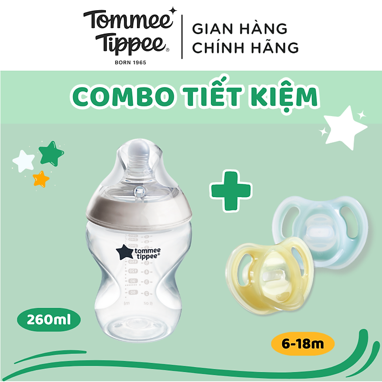 COMBO Ty Ngậm Silicon & Bình Sữa Tommee Tippee Chính hãng Ưu đãi - Hình ảnh 2