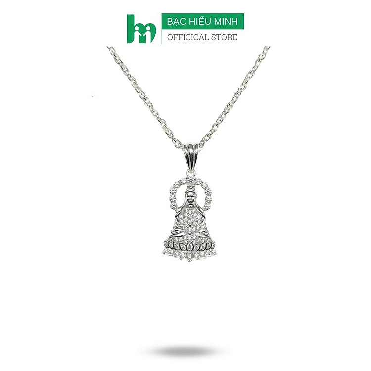 Dây Chuyền Bạc Xoắn Kép 50cm Kèm Mặt Quan Thế Âm Bồ Tát Đính Đá Chính Hãng Bạc Hiểu Minh DMD513