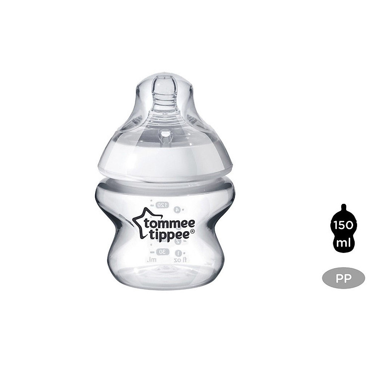 Bình sữa ty siêu mềm tự nhiên Tommee Tippee Closer to Nature PP 150ml (bình đơn) - Trắng