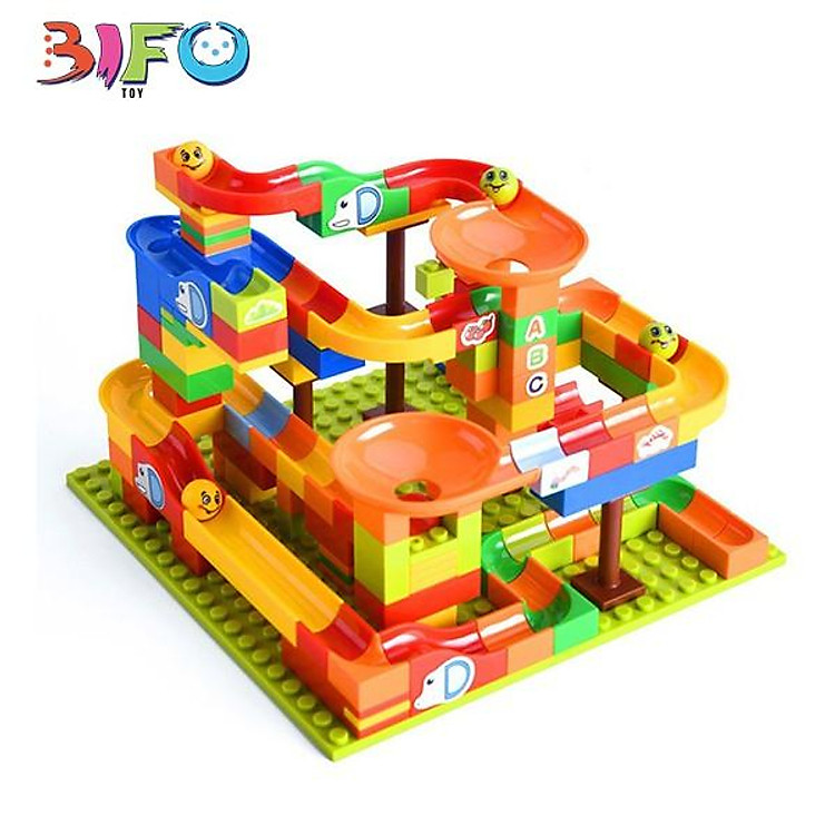 Bộ đồ chơi lắp ráp cầu trượt thả bi sáng tạo 128 chi tiết