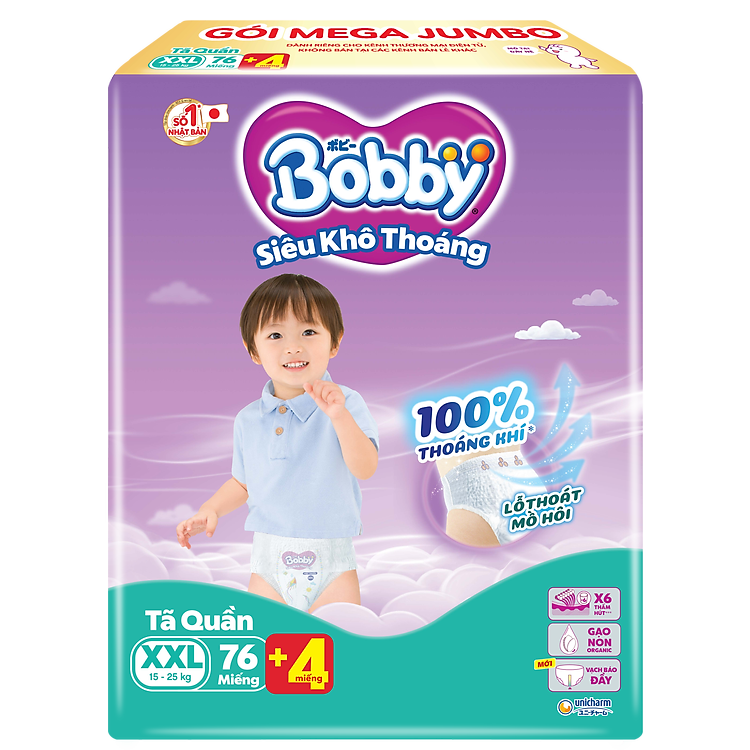Tham Khảo tại ConCung: Tã quần Bobby Siêu Khô Thoáng XXL76 , nhận ngay nhiều Ưu đãi