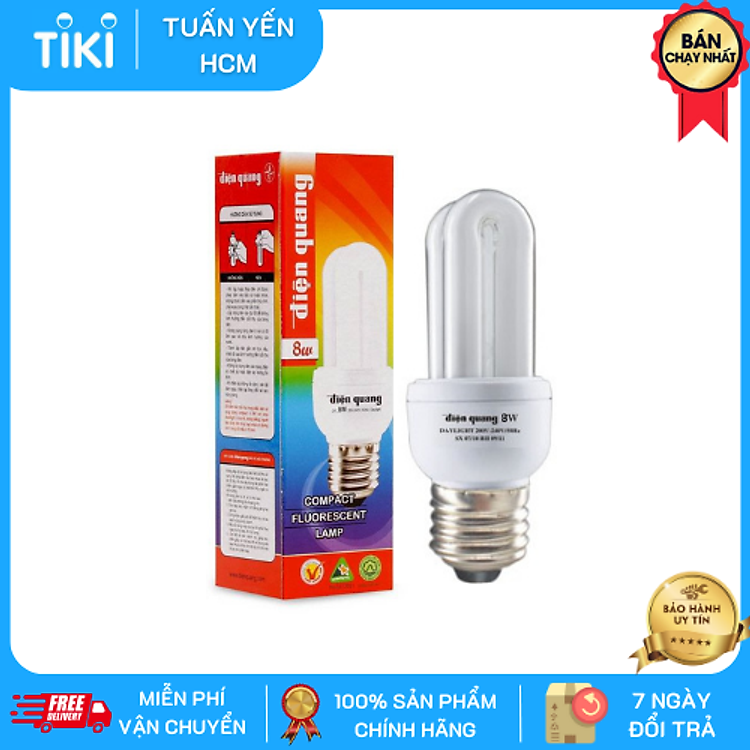 Đèn Compact Điện Quang ĐQ-CFL-2U-T4-8W-DL-E27