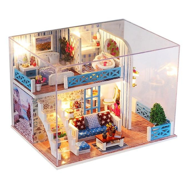 Mô hình nhà búp bê DIY - HOME OF HELEN căn biệt thự lãng mạn với giàn hoa đỏ