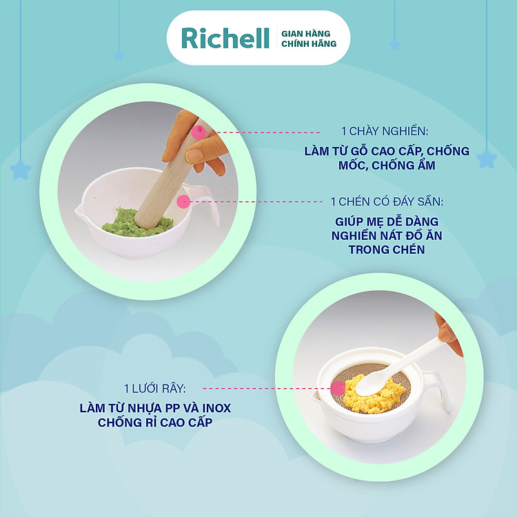 Bộ chế biến ăn dặm Richell Nhật Chính hãng Giá rẻ - Hình ảnh 3
