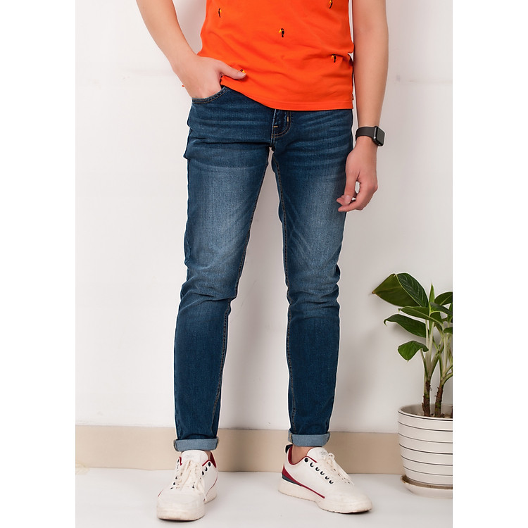 Quần Jean Nam 5S (QB5S002XAH) Màu Xanh 2, Dáng Ôm Trẻ Trung, Nam Tính