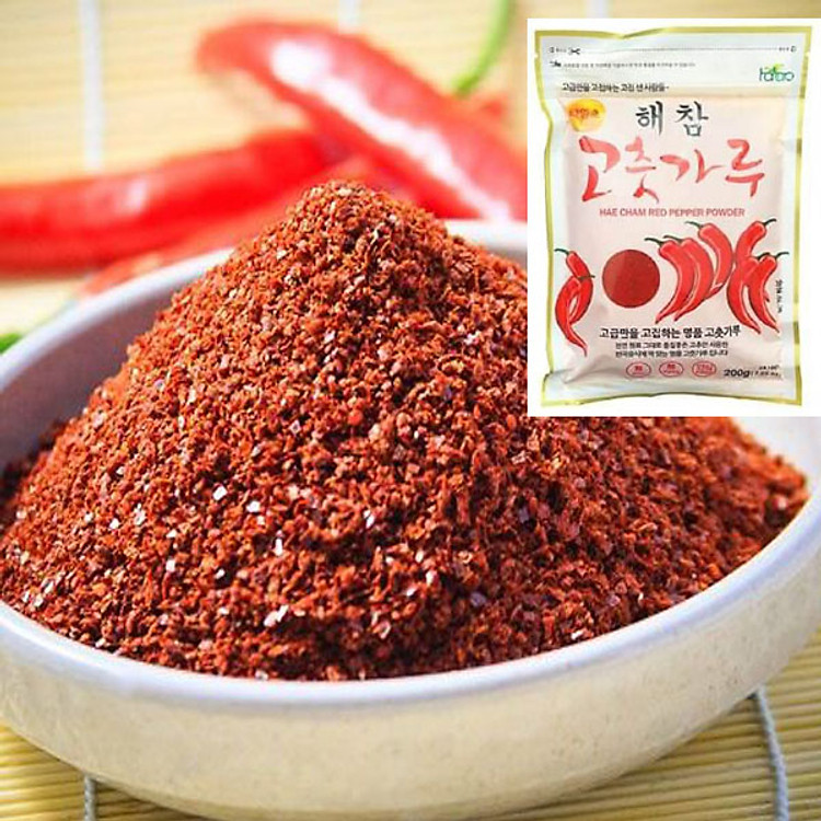 Ớt Bột Hàn Quốc Làm Kim Chi, Tokbokki Gói 200g + Tặng Hồng Trà Sữa (Cafe) Maccaca 20g