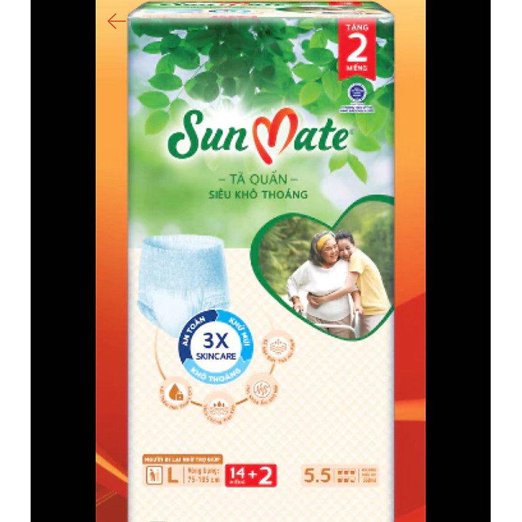 Tã Quần Sunmate L14 + 2 Siêu Khô Chính hãng Ưu đãi
