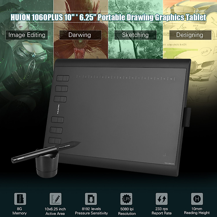 Bảng Vẽ Đồ Họa Cầm Tay Huion 1060Plus