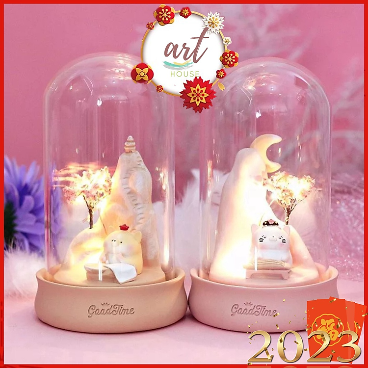 Hộp Trang Trí Mèo Hoàng Gia Trong Lồng Kính Có Đèn - Ảnh 7