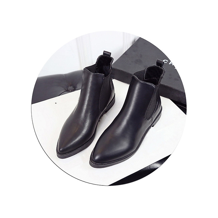 Giày Chelsea Boots Nữ Da PU T55 Form Nhỏ