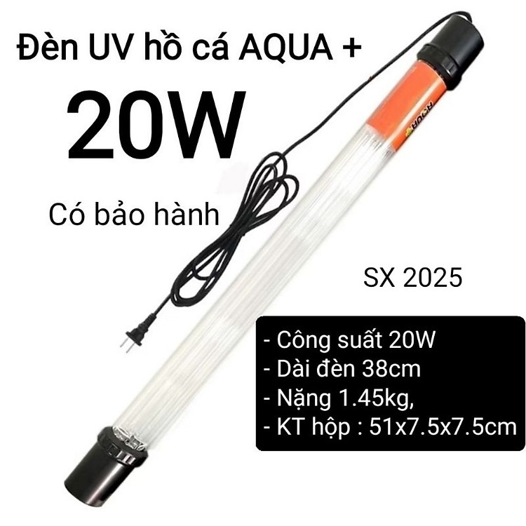 Đèn UV 20W AQUA SUV+ Diệt Khuẩn, Rêu Tảo Hồ Cá Koi , Xử Lý Nước Thải, Nước Sinh Hoạt Trong 7 Ngày