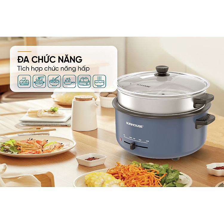 Lẩu điện hấp 3.5L SUNHOUSE SHD4524 - Hàng chính hãng bảo hành 12 tháng trên toàn quốc