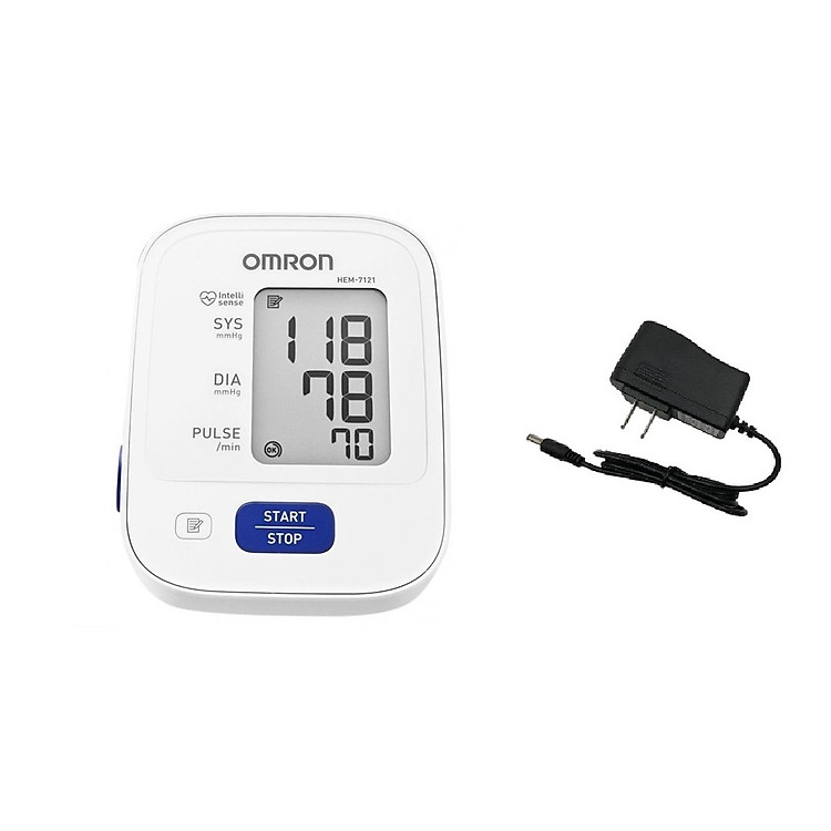 Máy Đo Huyết Áp Bắp Tay Omron Hem-7121 (Trắng) + Tặng Bộ Đổi Nguồn Thường