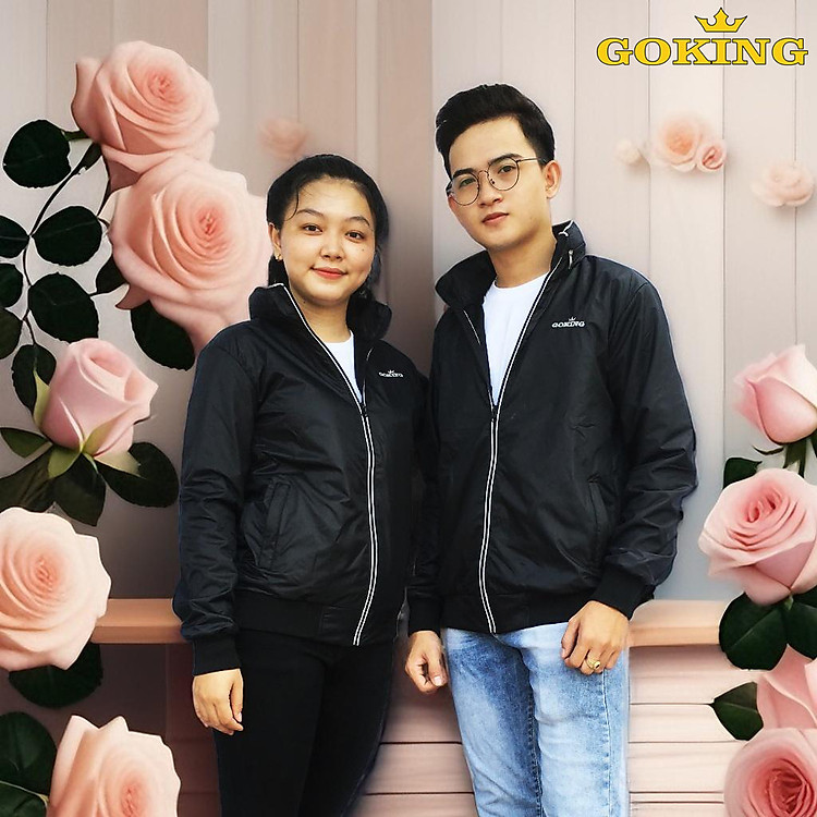 Áo khoác gió cách nhiệt GOKING phối viền, mũ dấu gọn gàng, 3 túi to rộng. Form unisex cho nữ nam.
