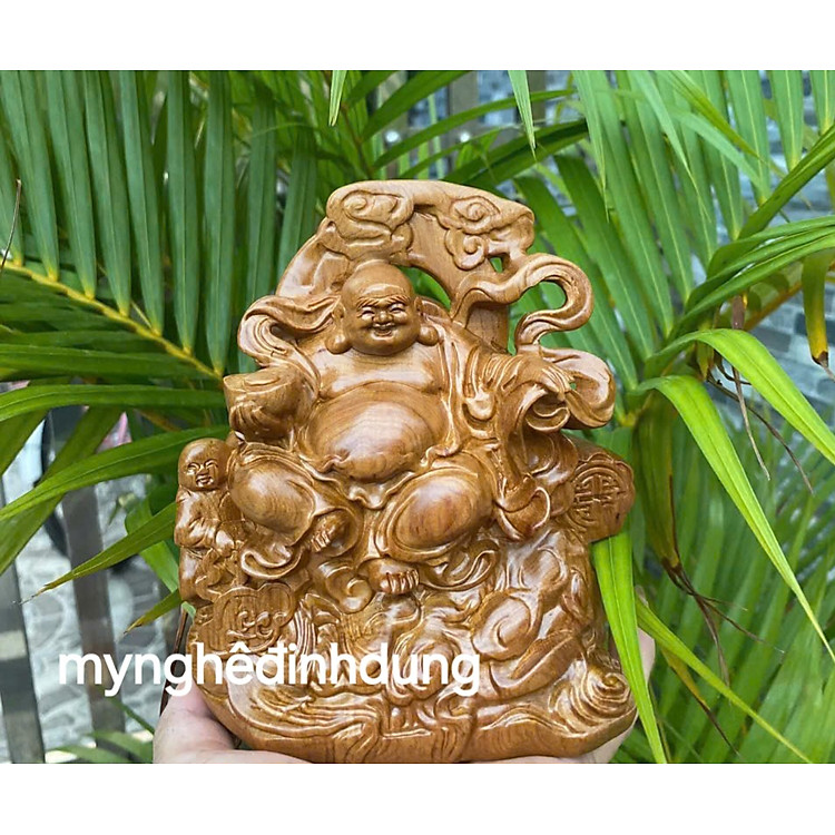 Tượng Phật Di Lặc Gỗ Bách Xanh (15x12x6 cm)