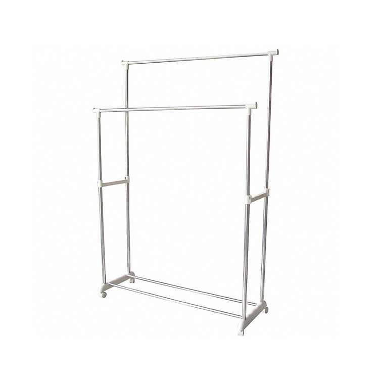 Sào phơi, giá phơi quần áo hộp đôi inox phi 25 có bánh xe cao cấp thay đổi chiều cao