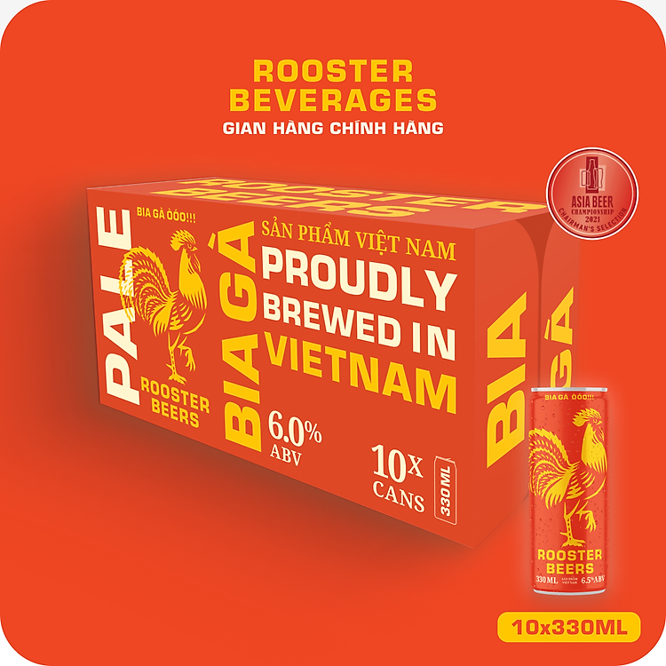 Bia thủ công | Rooster Beers Pale (Bia Gà Pale) Thùng 10 Lon cao Sleek can 330ml