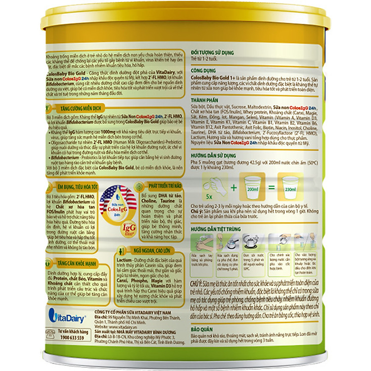 Nơi mua Sữa Bột Vitadairy COLOSBABY BIO GOLD 1+ Chất lượng Giá rẻ - Hình ảnh 3