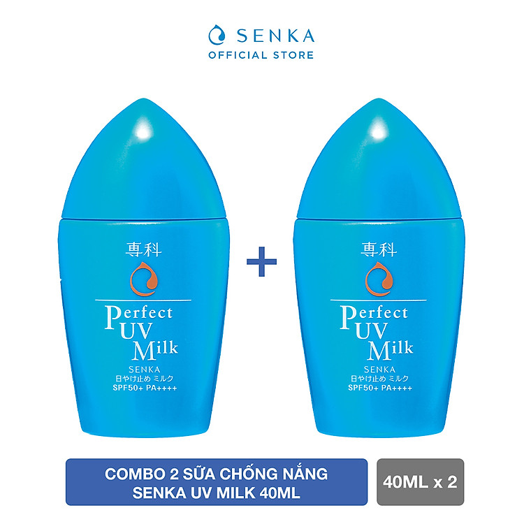 Bộ đôi Kem chống nắng Nhật Bản Kiềm Dầu - Không Gây Mụn dạng sữa SENKA PERFECT UV MILK 40ml