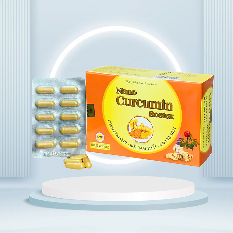 Viên uống NGHỆ NANO CURCUMIN ROSTEX ND, 30V giảm viêm loét dạ dày, tá tràng, trào ngược thực quản