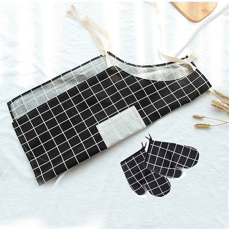 SET TẠP DỀ ,GĂNG TAY BẾP TIỆN DỤNG HỌA TIẾT CARO XINH XẮN