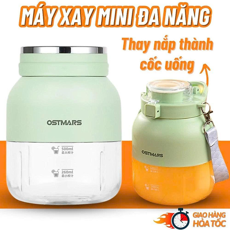 Máy Xay Sinh Tố Cầm Tay Mini Ostmars Sạc Tích Điện Dung Tích 500ml Đa Năng  Nhỏ Gọn