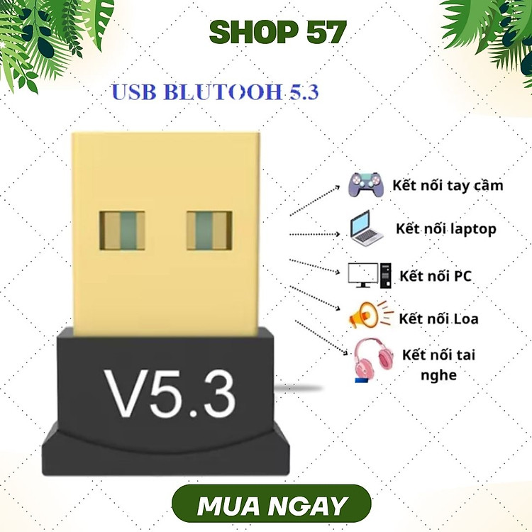 USB Bluetooth Dongle Bluetooth 5.3 – Bộ thu phát BT không dây cho PC, Laptop hàng chính hãng