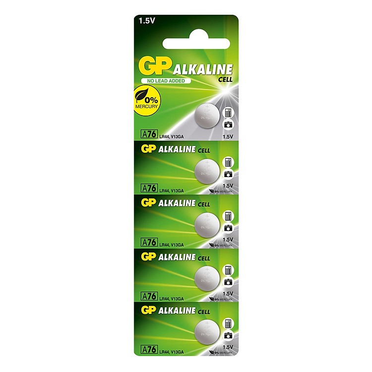 Pin Đặc Thù Kiềm Cúc Áo Gp Batteries 76A/Lr44 (5 Viên / Vỉ)