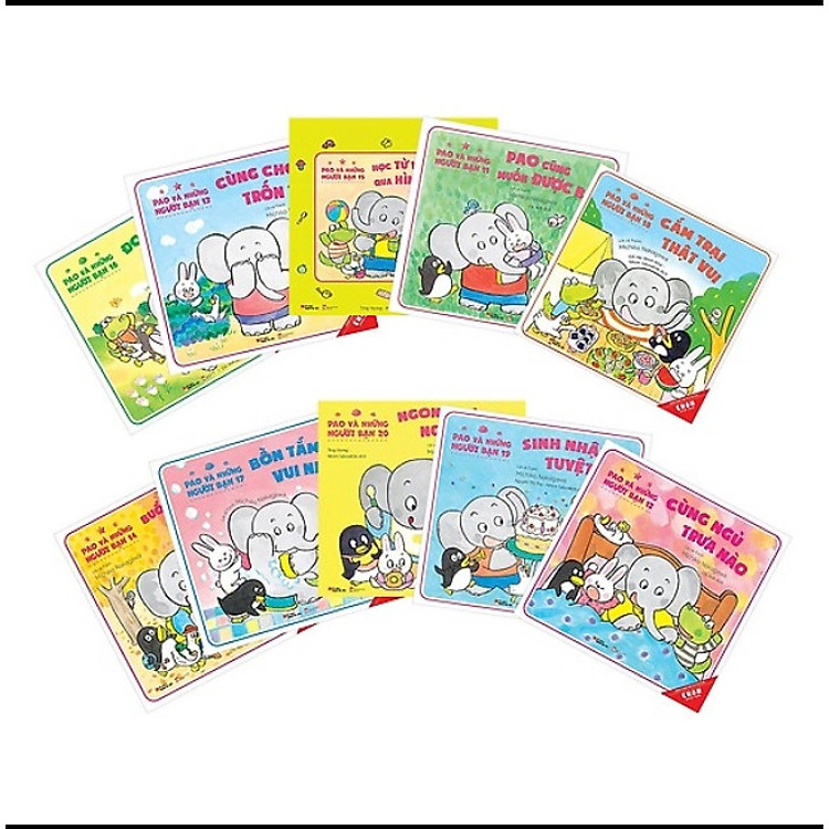 Combo Sách Ehon Nhật Bản kỹ năng sống kỹ năng vận động: Voi Pao Và Những Người Bạn - (Phần 2 Từ tập 11 đến 20) - Tặng Sách Sổ Tay Giáo Dục Gia Đình Nhật Bản