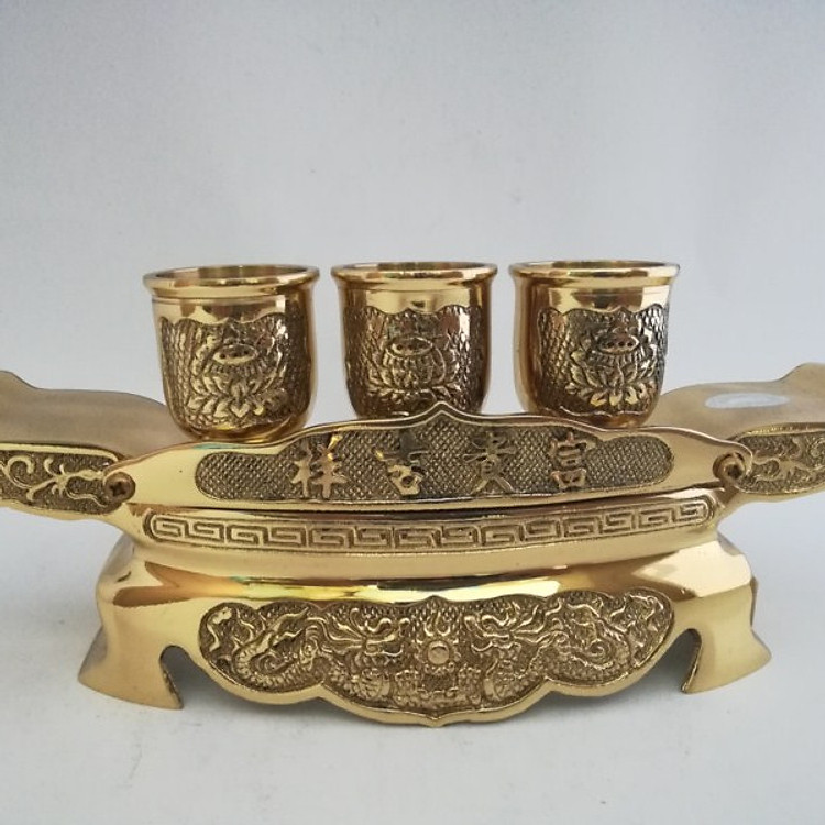 Bộ chung nước 3 ly bằng đồng