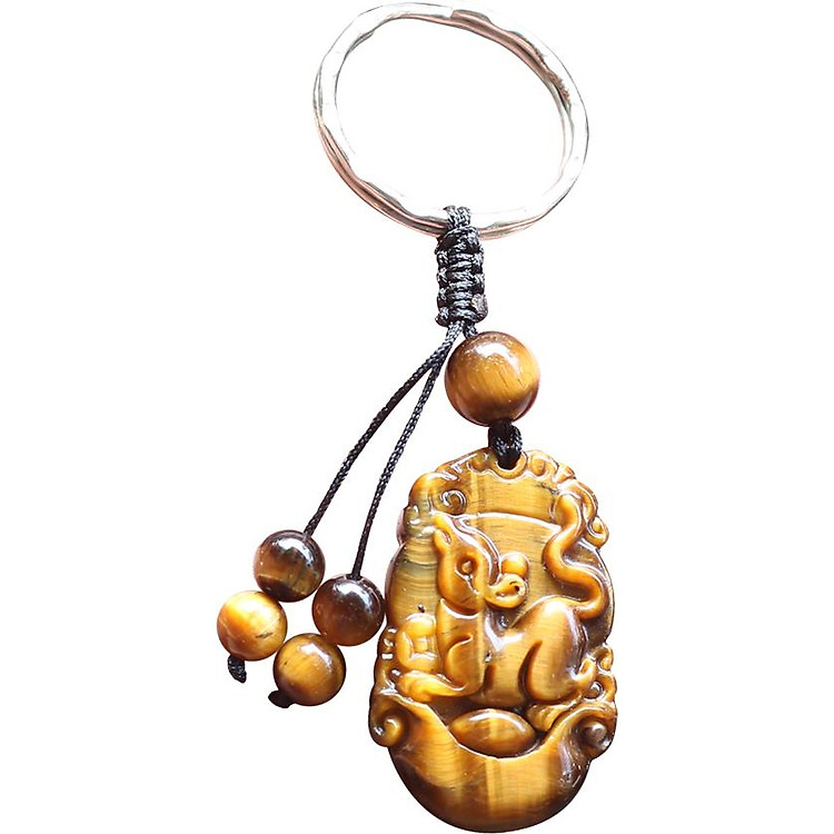 Móc Khóa 12 Con Giáp Đá Mắt Hổ Tuổi Tý Ngọc Quý Gemstones MK7