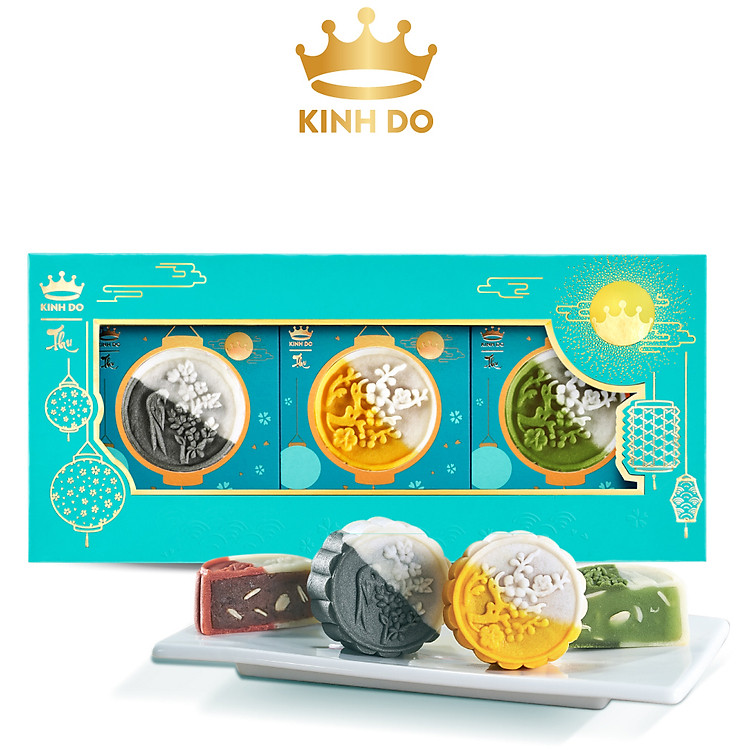 Hộp bánh trung thu Kinh Đô cao cấp - Bánh Thu tuyết: Hộp 3 bánh x 80g
