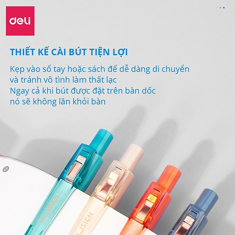 Bút Bi Nước Mực Gel Ngòi 0.5mm Deli NS568 - Xanh Dương - Ảnh 7
