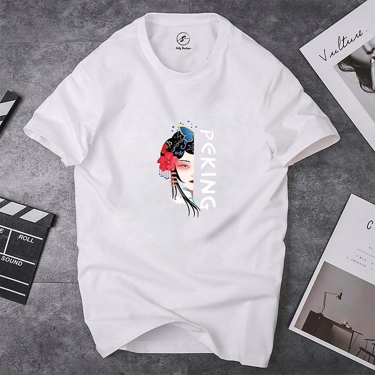 Áo Thun Nữ In Chữ Peking Vải Cotton Dày Dặn Co Giãn Tốt Form Xuông Mặc Thoải Mái-ST001 Sally Boutique