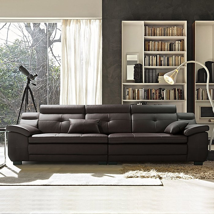 SF302 - GHẾ SOFA DA THẬT 4 CHỖ KÈM ĐÔN CÓ TAY
