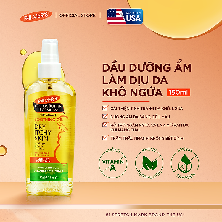 Dầu giảm nhanh khô ngứa da khi mang thai Palmer’s 150ml