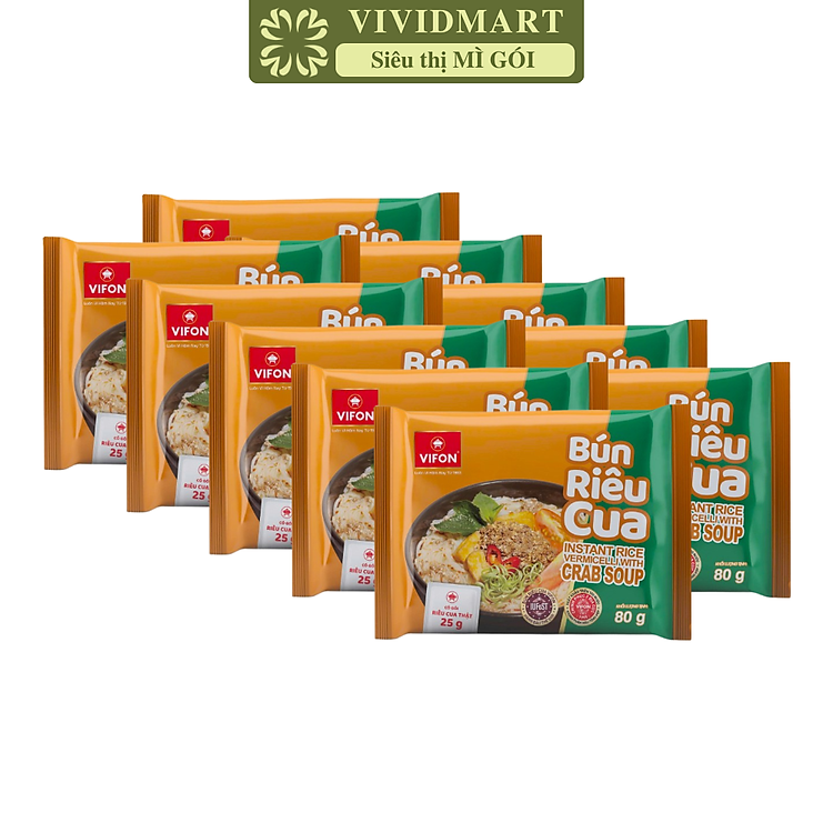 VIFON - Bún Vifon hương vị Bún riêu cua (có cua thật), Bún riêu Vifon, Vifon bún riêu cua Vifon (80g/gói)