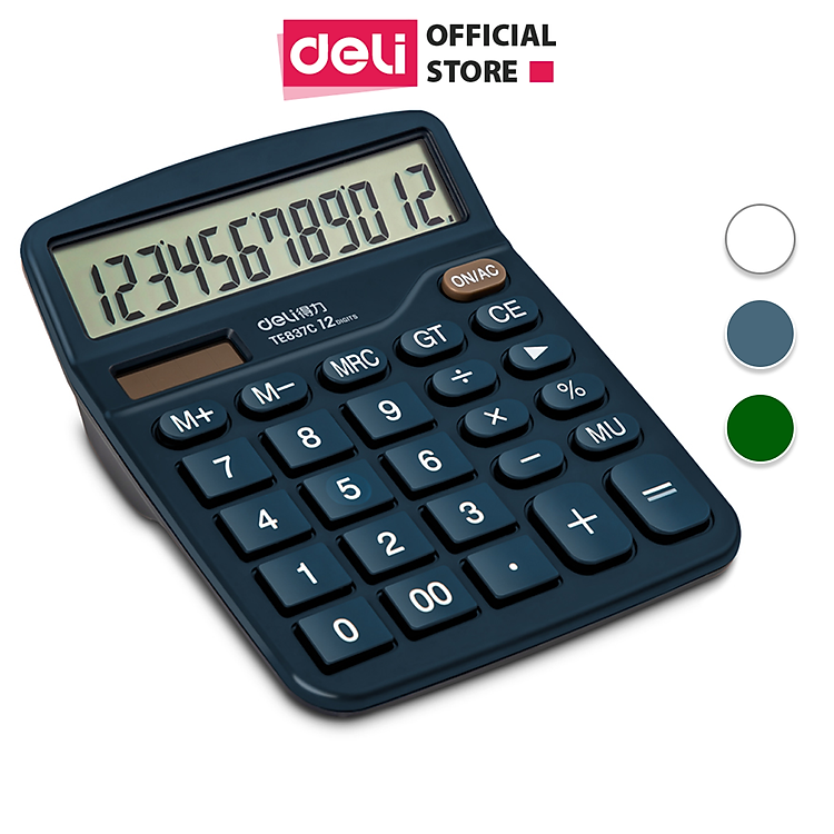 Máy Tính Để Bàn Deli E837 (12 số) – Xanh than