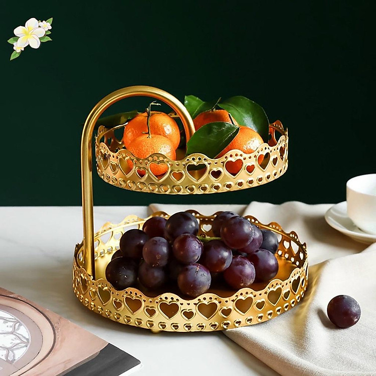 Khay 2 Tầng Đựng Trái Cây Trang Trí Nhà Cửa Khay Bánh Ngọt