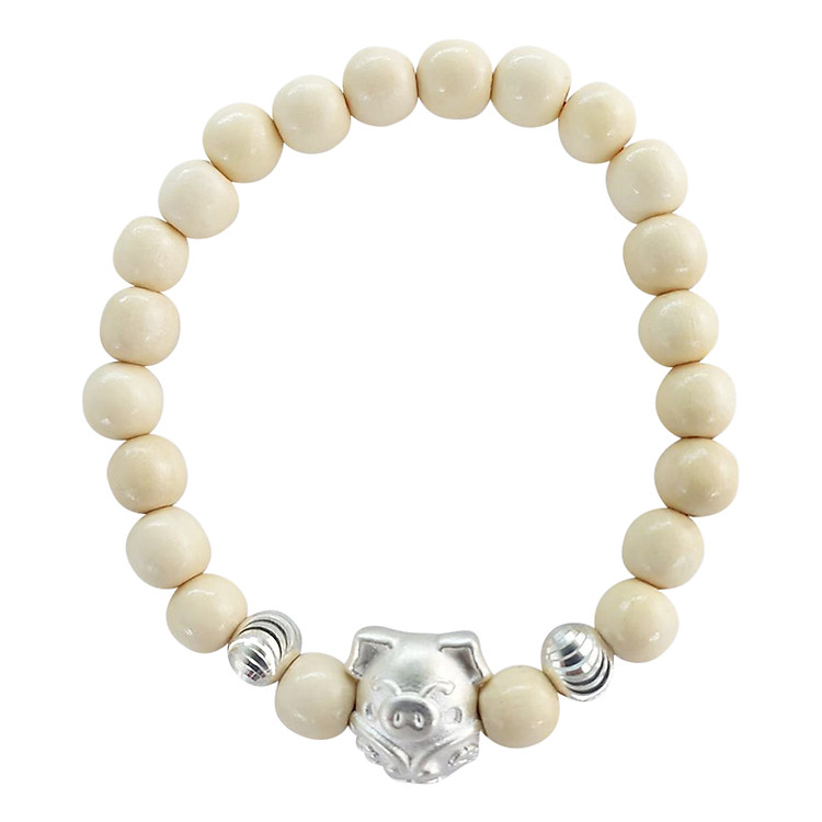 Vòng tay dâu tằm charm heo bạc - Mihababy - CHARM_HEO_BAC