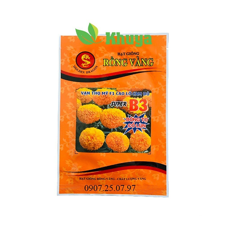 (Date: 01/07/2026) Hạt Giống Vạn Thọ Mỹ F1 Cao Lỡ Cam Đỏ Super B3 Bông To - Cổ Lùn