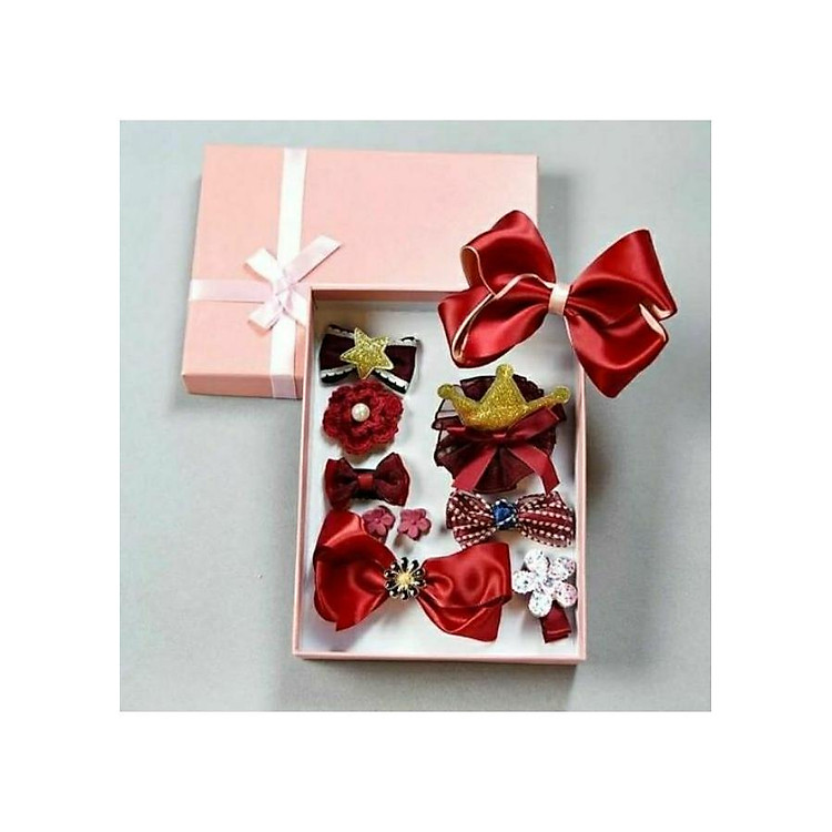 Set buộc tóc cho bé gái 10 món có hộp như hình