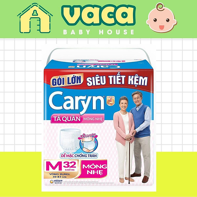 Tã quần người già Caryn size M 32 miếng Chính hãng Giá rẻ - Hình ảnh 2