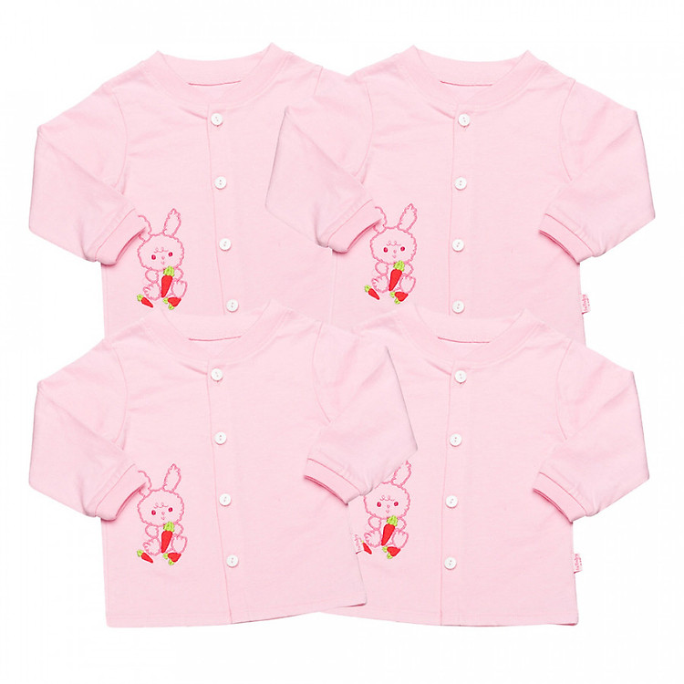 Combo 4 Áo Cài Giữa Tay Dài Cổ 2 Phân Cho Bé LullabyBaby NH05-13-H - Hồng